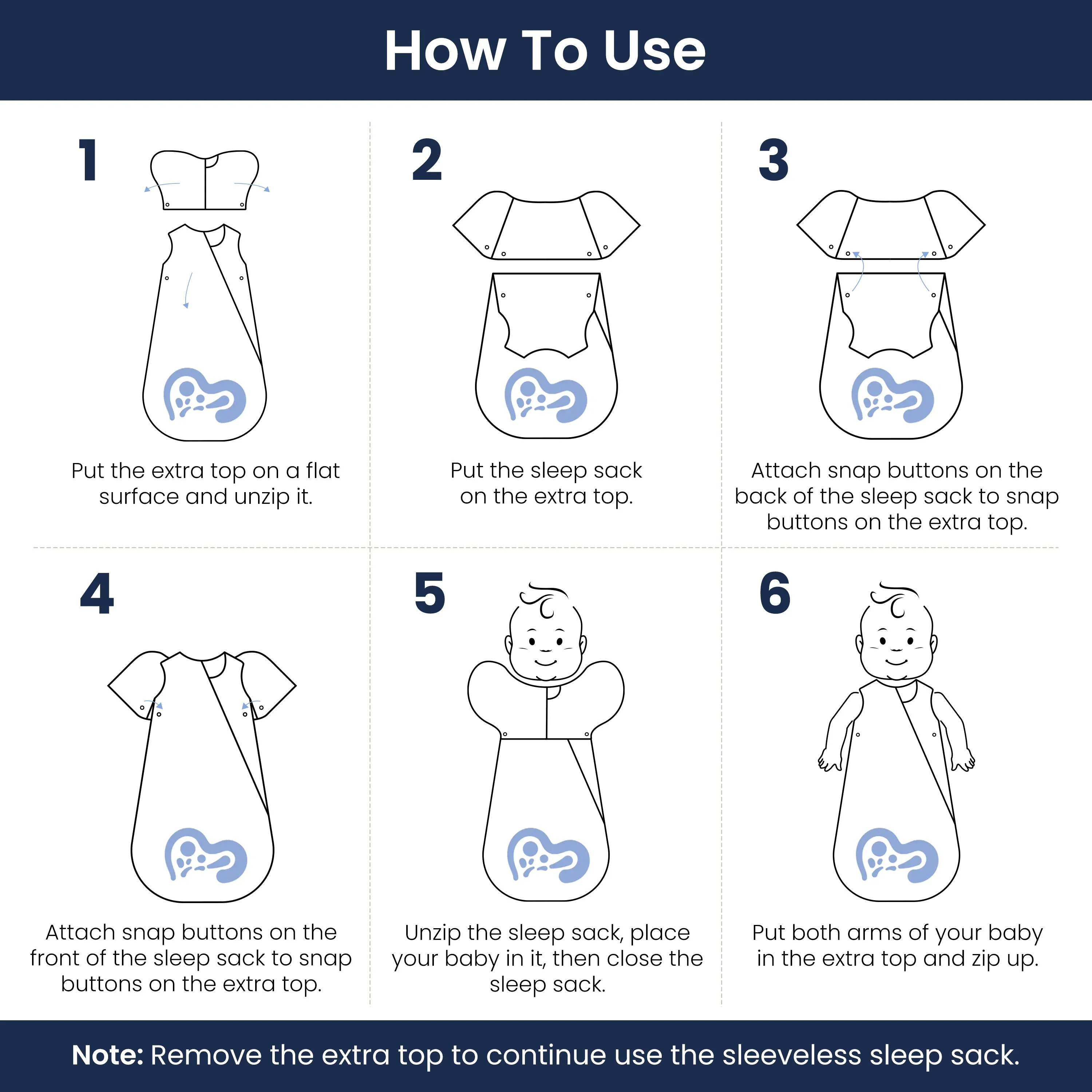 2-in-1 Organic Cotton Zipper Baby Swaddle Up Sack 0.5 TOG - Mint Sky