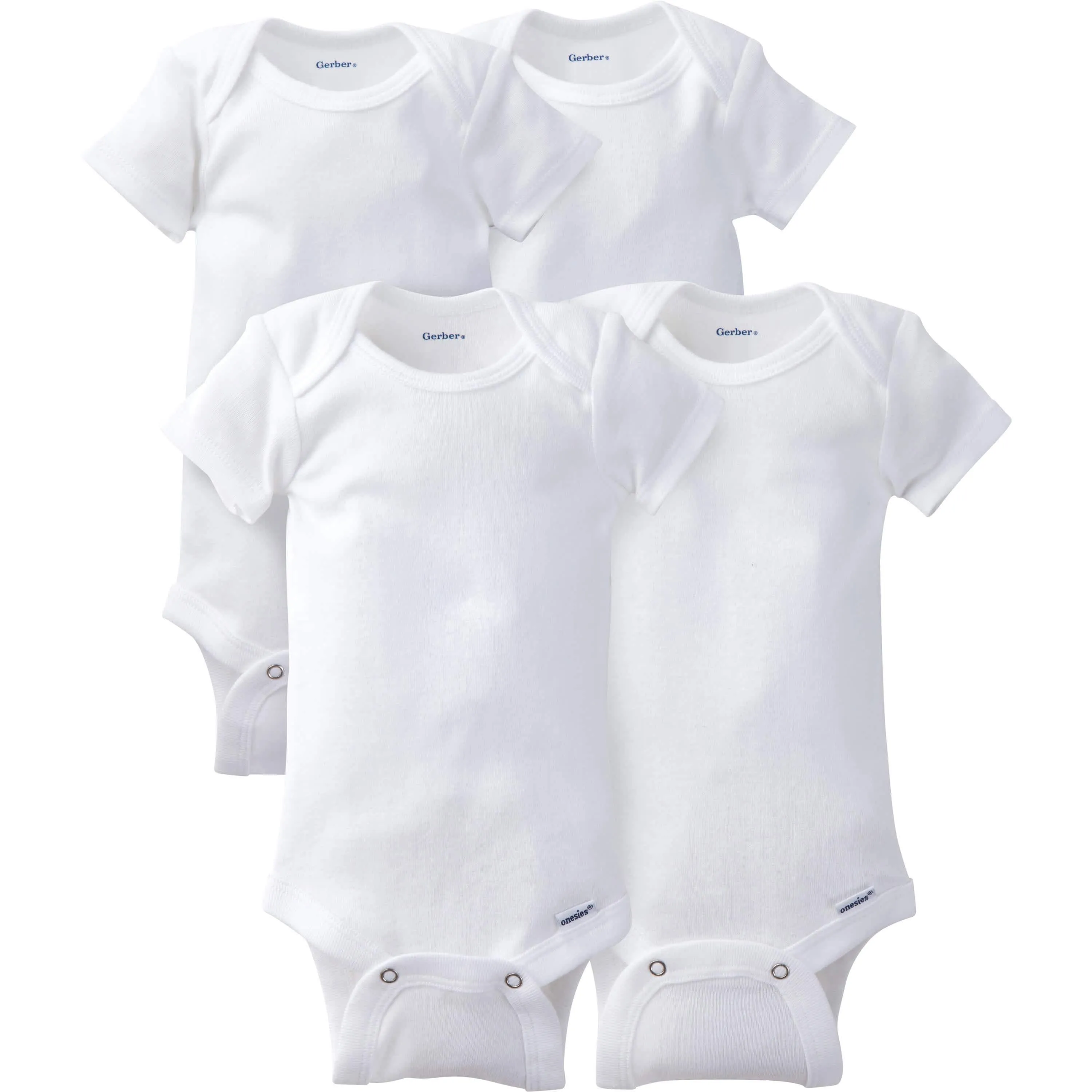 4-Pack Baby Neutral White Onesies® Bodysuits