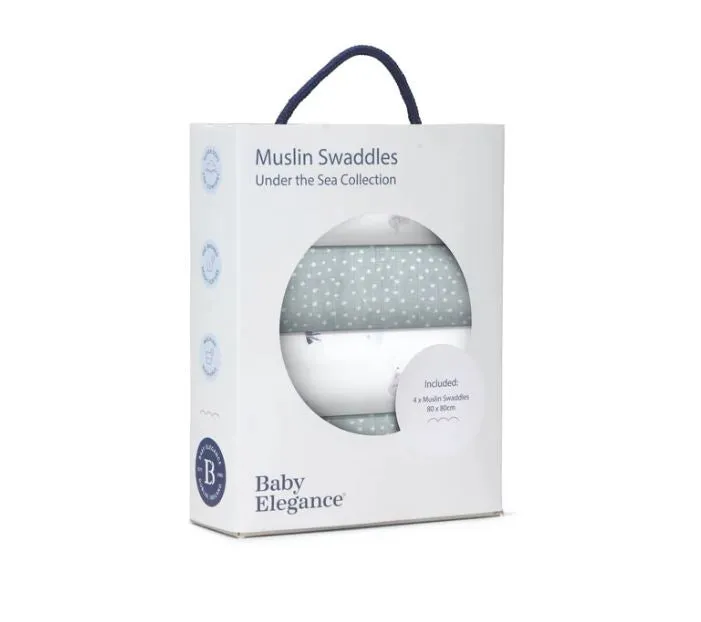 4-Pack Muslin Swaddles - Safari Collection