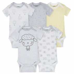 5-Pack Neutral Sheep Short Sleeve Onesies® Bodysuits