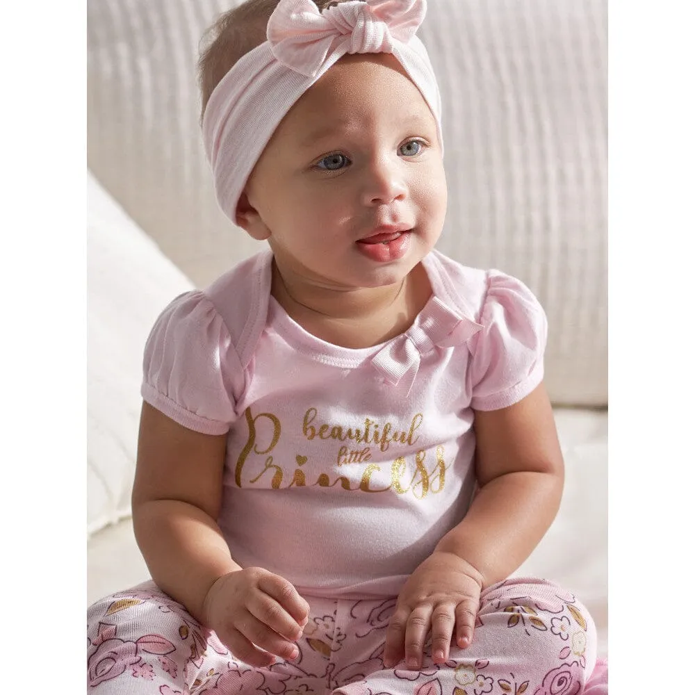 5-Piece Baby Girls Princess Onesies® Bodysuits & Pants Sets