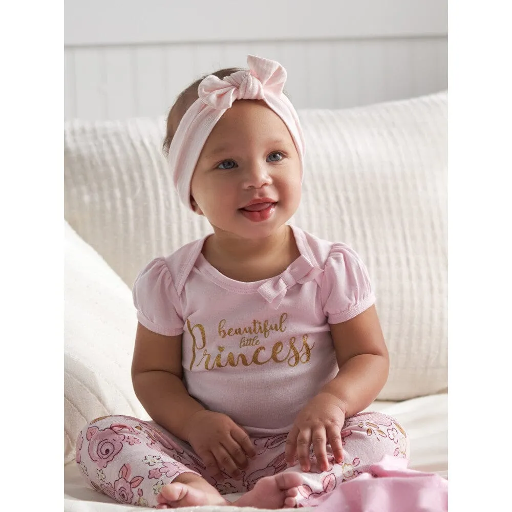 5-Piece Baby Girls Princess Onesies® Bodysuits & Pants Sets