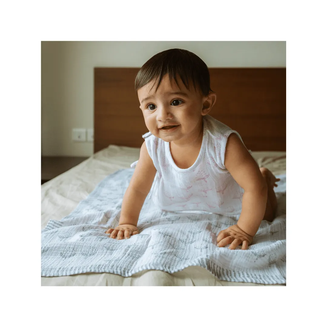 A Day With Dinos Llama Love Cotton Cheer Grey Organic Muslin Swaddle (Hand-Block Printed) (Set Of 3)