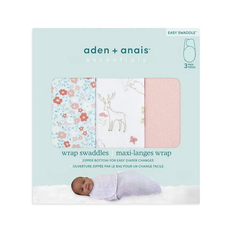aden   anais essentials wrap swaddle 3 pack - Fairy Tale Flowers 0-3 months