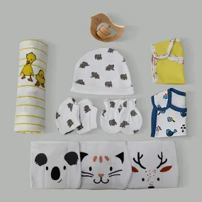Baby Clothing Essentials Gift | All in One | Set of 9 | Free Wooden Rattler