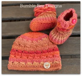 Baby Crochet Beanie & Booties Set