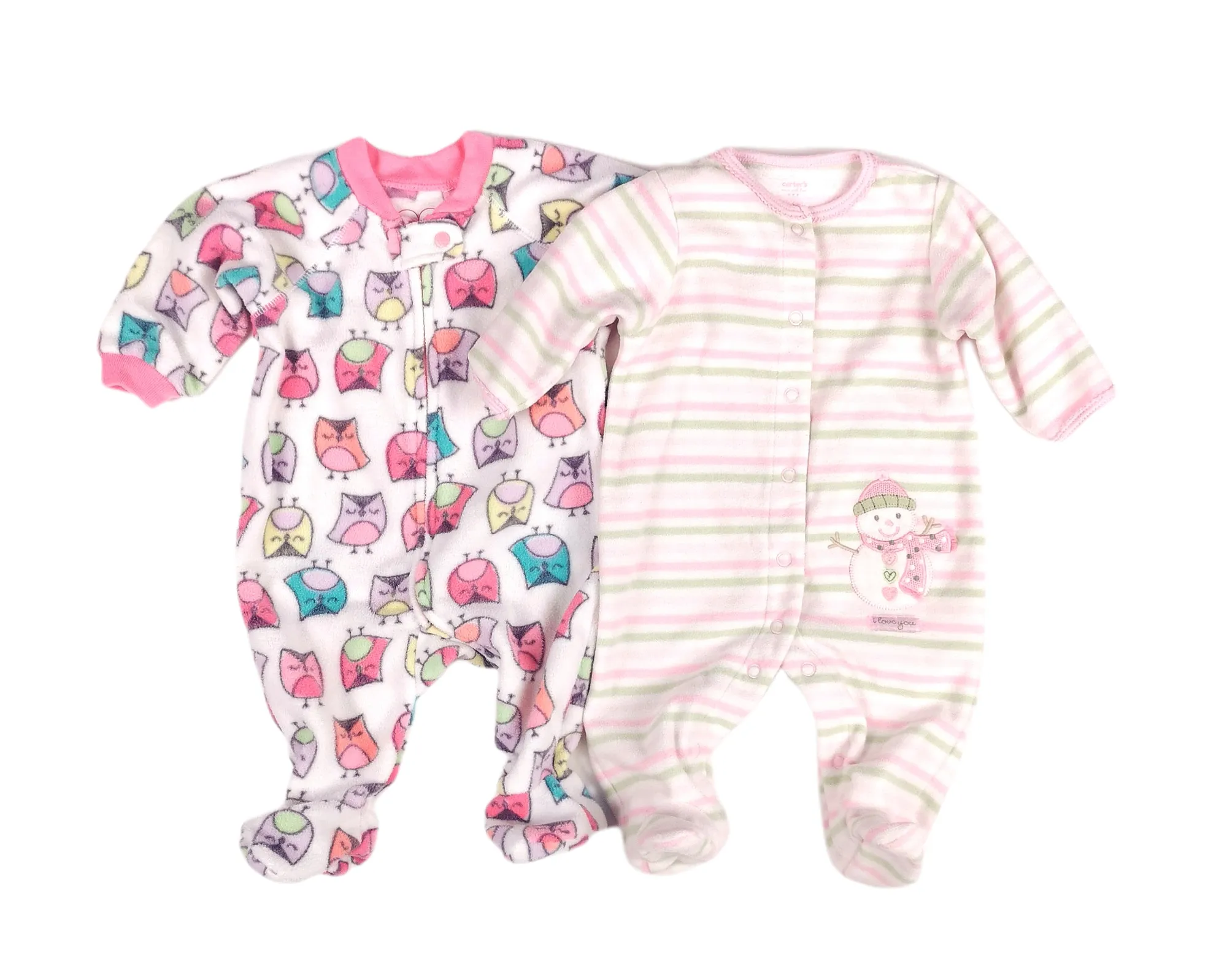 BABY GIRL SIZE 0/3 MONTHS - 2 Pack Fleece Footed Onesies EUC B16