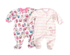 BABY GIRL SIZE 0/3 MONTHS - 2 Pack Fleece Footed Onesies EUC B16