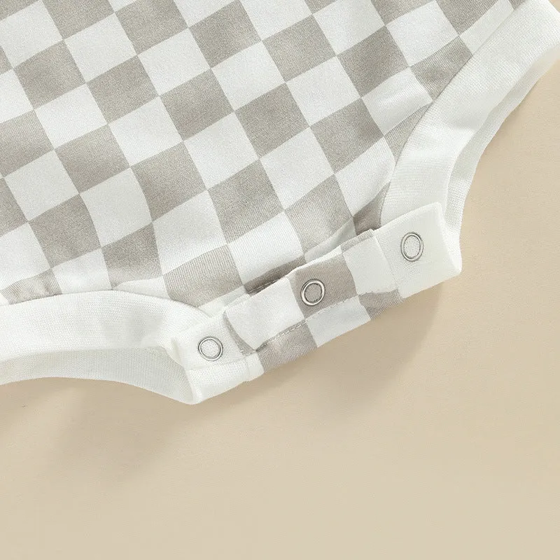Baby Grid Print Rompers