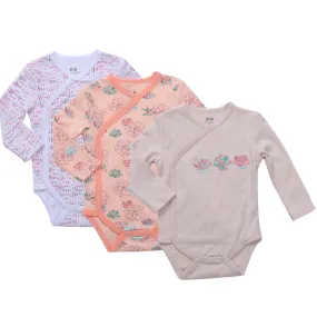 Baby Kimono Side Snap 3 Pc Girl Long Sleeve Bodysuit Set…