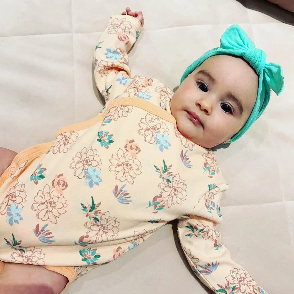 Baby Kimono Side Snap 3 Pc Girl Long Sleeve Bodysuit Set…