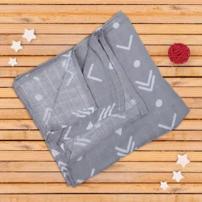 Baby Moo Abstract Print Soft Wrapper Muslin Swaddle - Grey