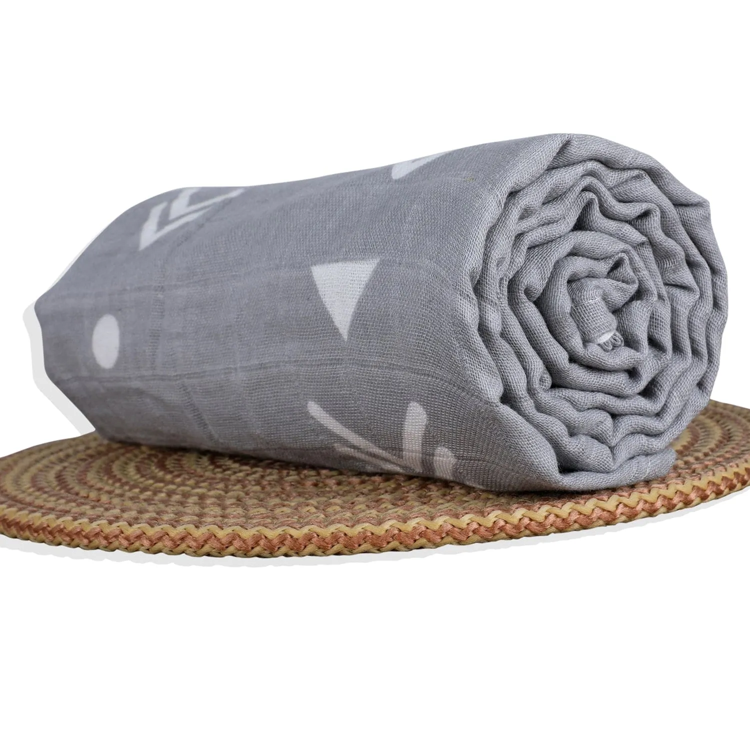 Baby Moo Abstract Print Soft Wrapper Muslin Swaddle - Grey