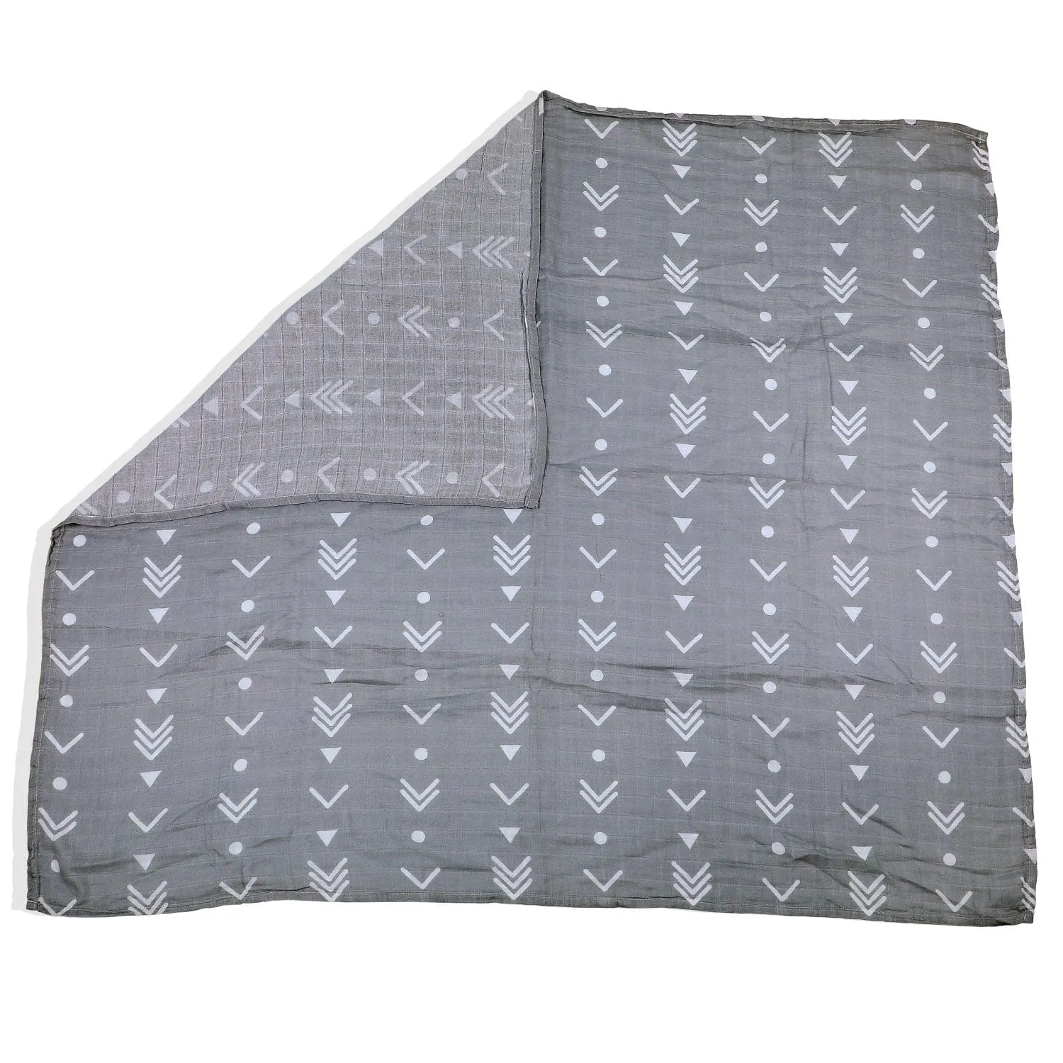 Baby Moo Abstract Print Soft Wrapper Muslin Swaddle - Grey