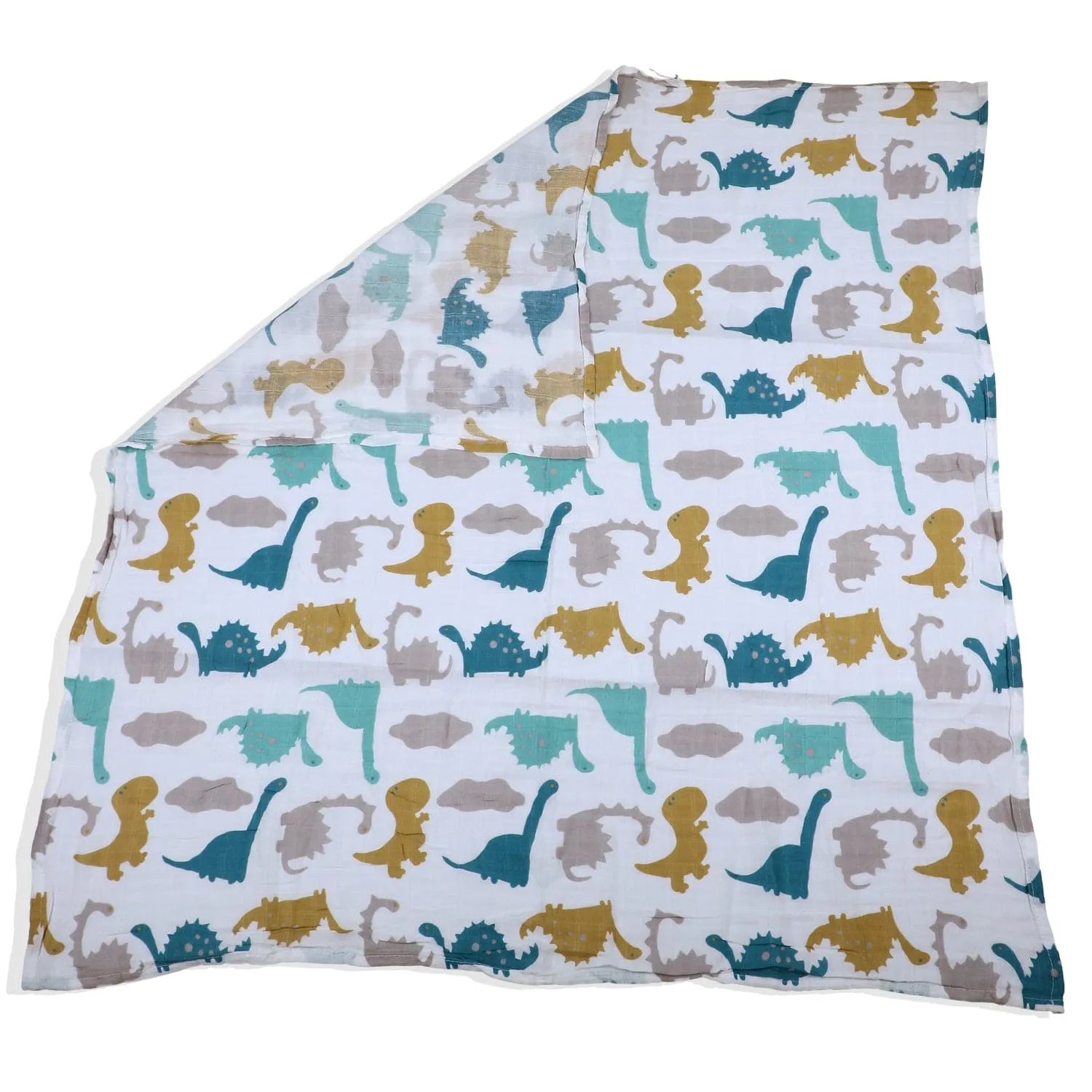 Baby Moo Dinosaur Soft Wrapper Muslin Swaddle - Multicolour