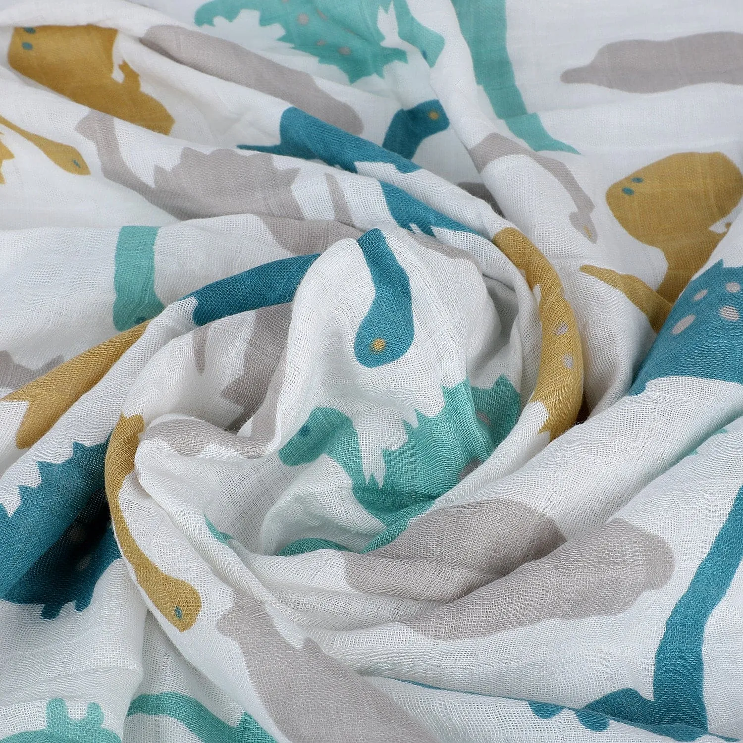 Baby Moo Dinosaur Soft Wrapper Muslin Swaddle - Multicolour