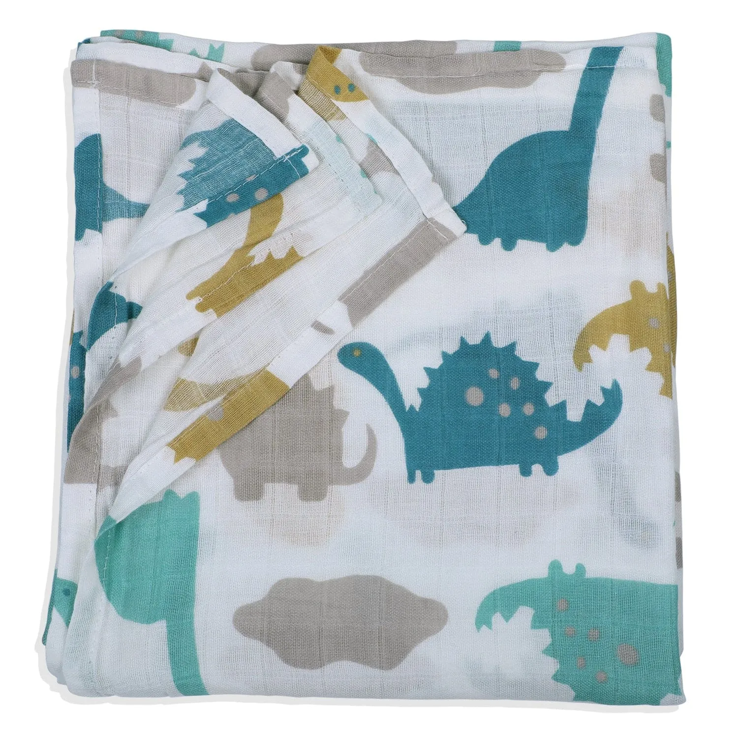 Baby Moo Dinosaur Soft Wrapper Muslin Swaddle - Multicolour