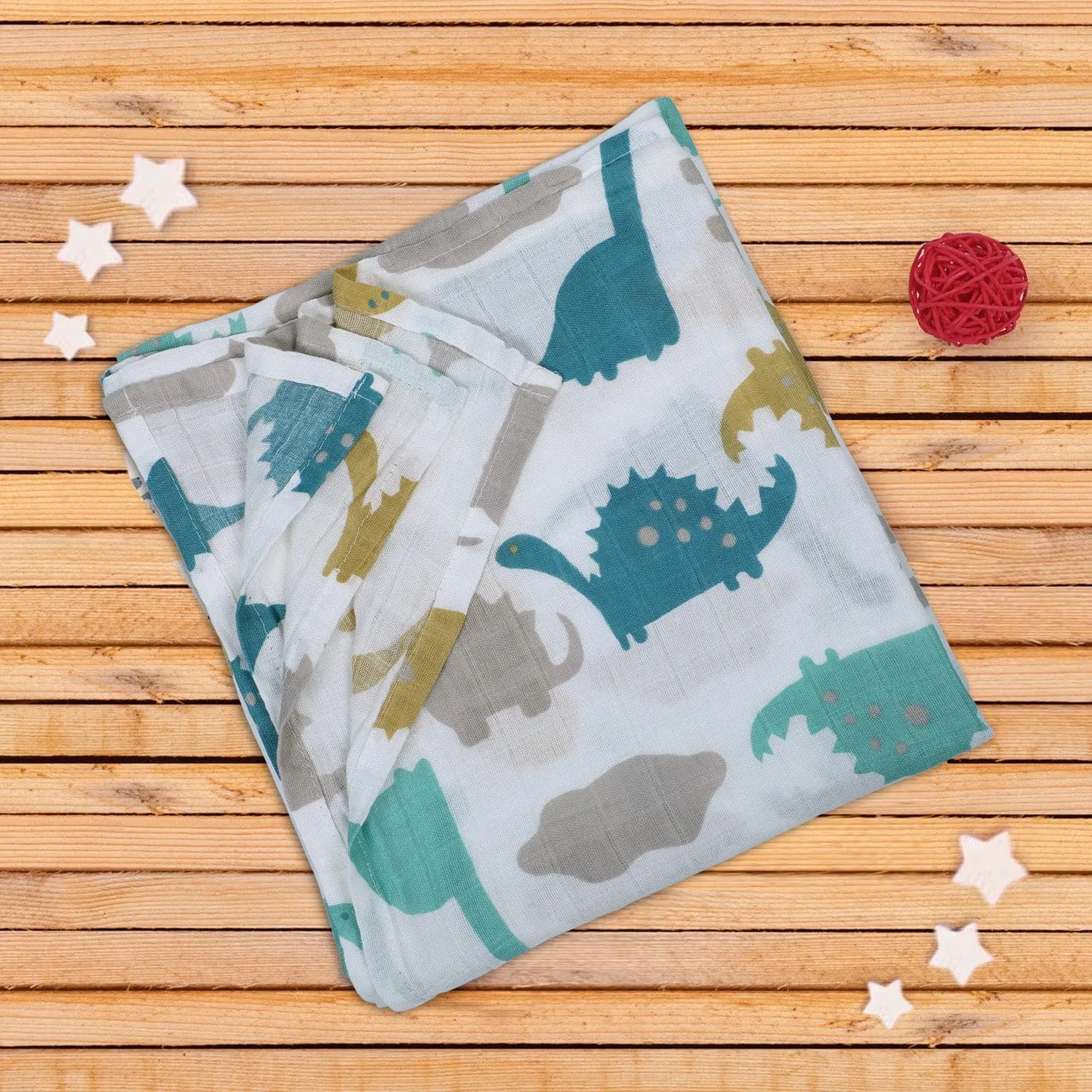 Baby Moo Dinosaur Soft Wrapper Muslin Swaddle - Multicolour