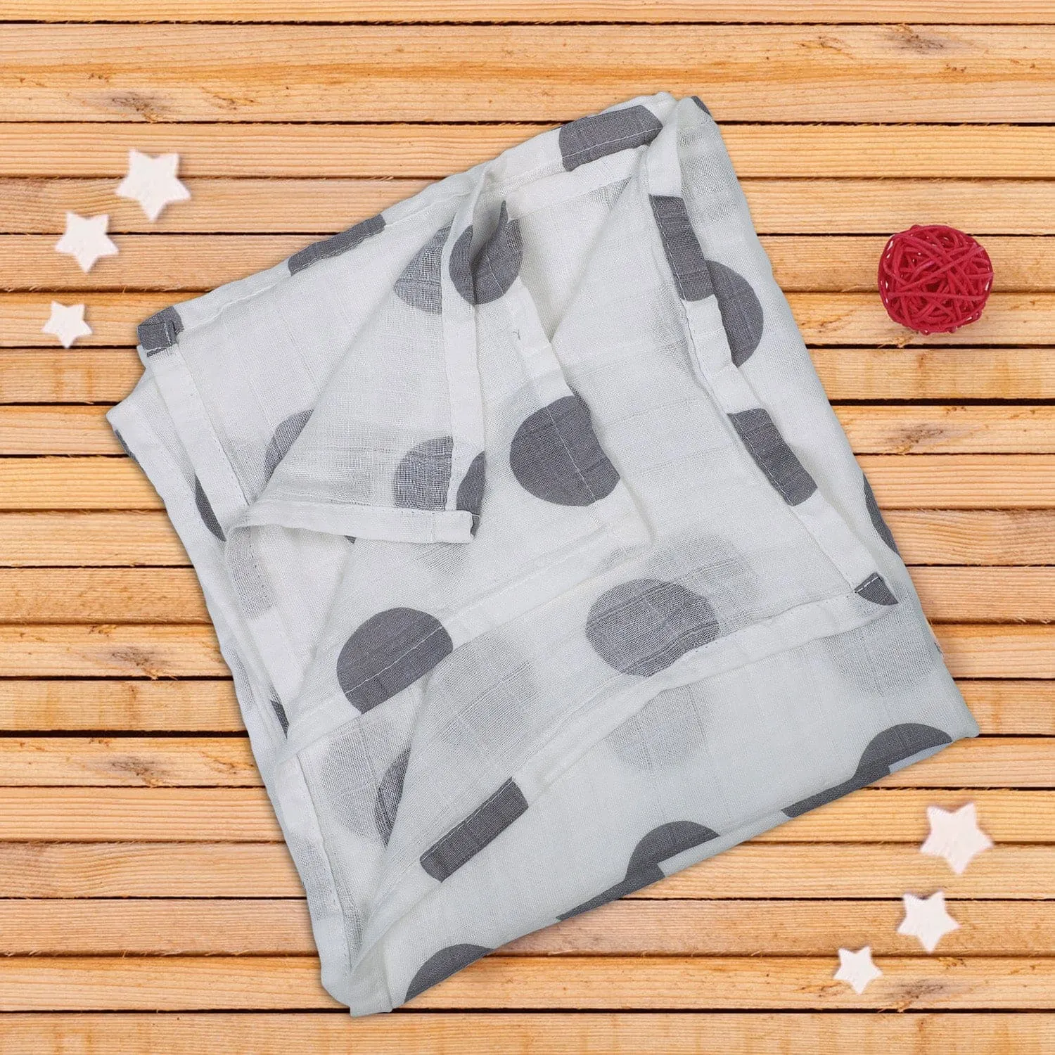 Baby Moo Polka Dots Soft Wrapper Muslin Swaddle - Grey