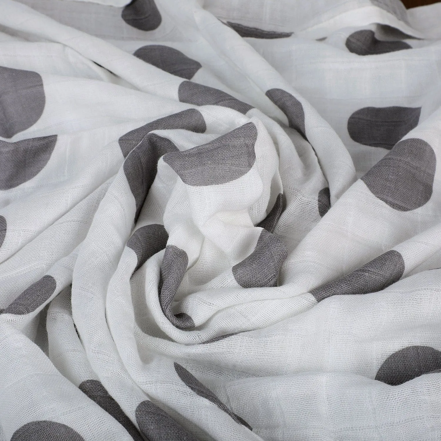 Baby Moo Polka Dots Soft Wrapper Muslin Swaddle - Grey
