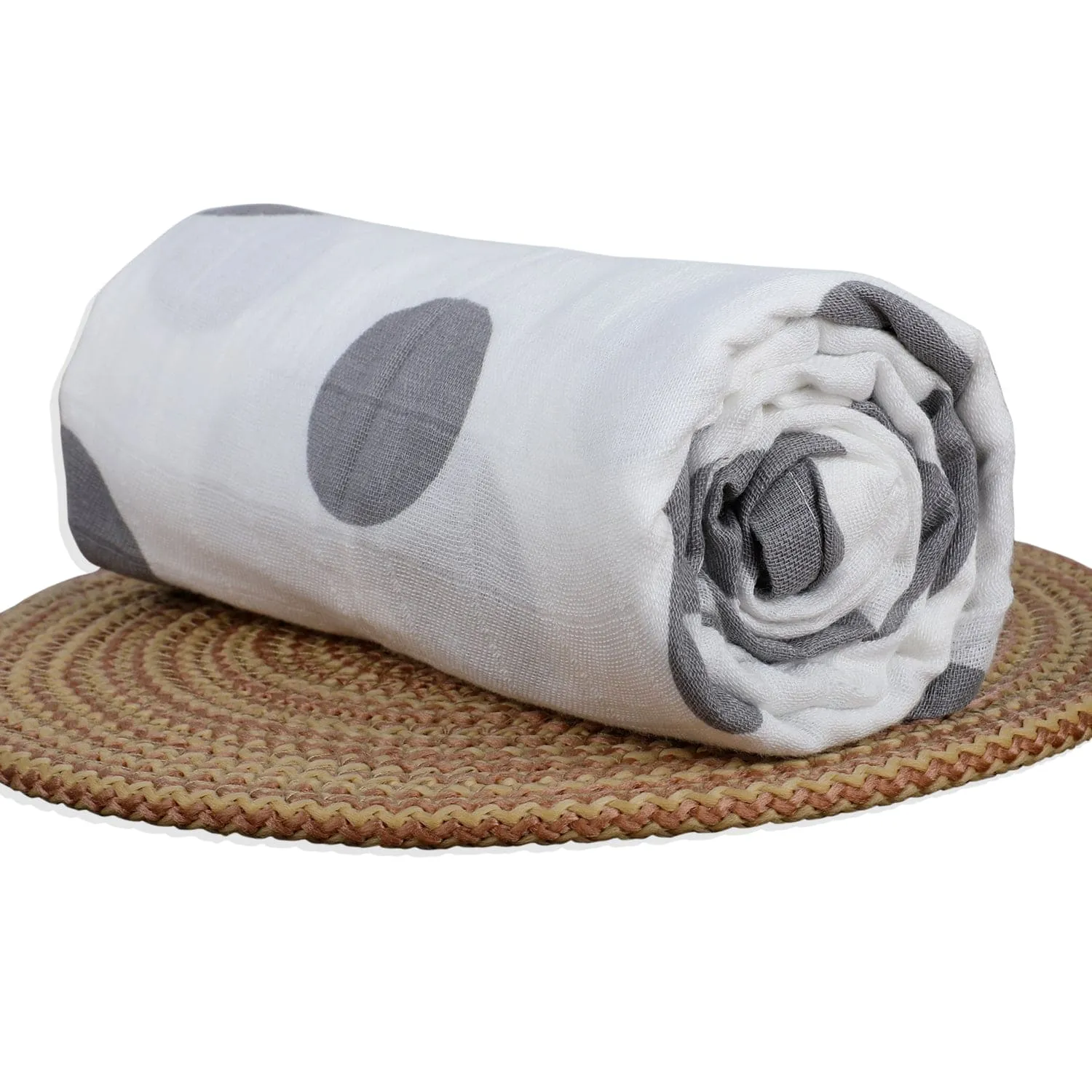 Baby Moo Polka Dots Soft Wrapper Muslin Swaddle - Grey