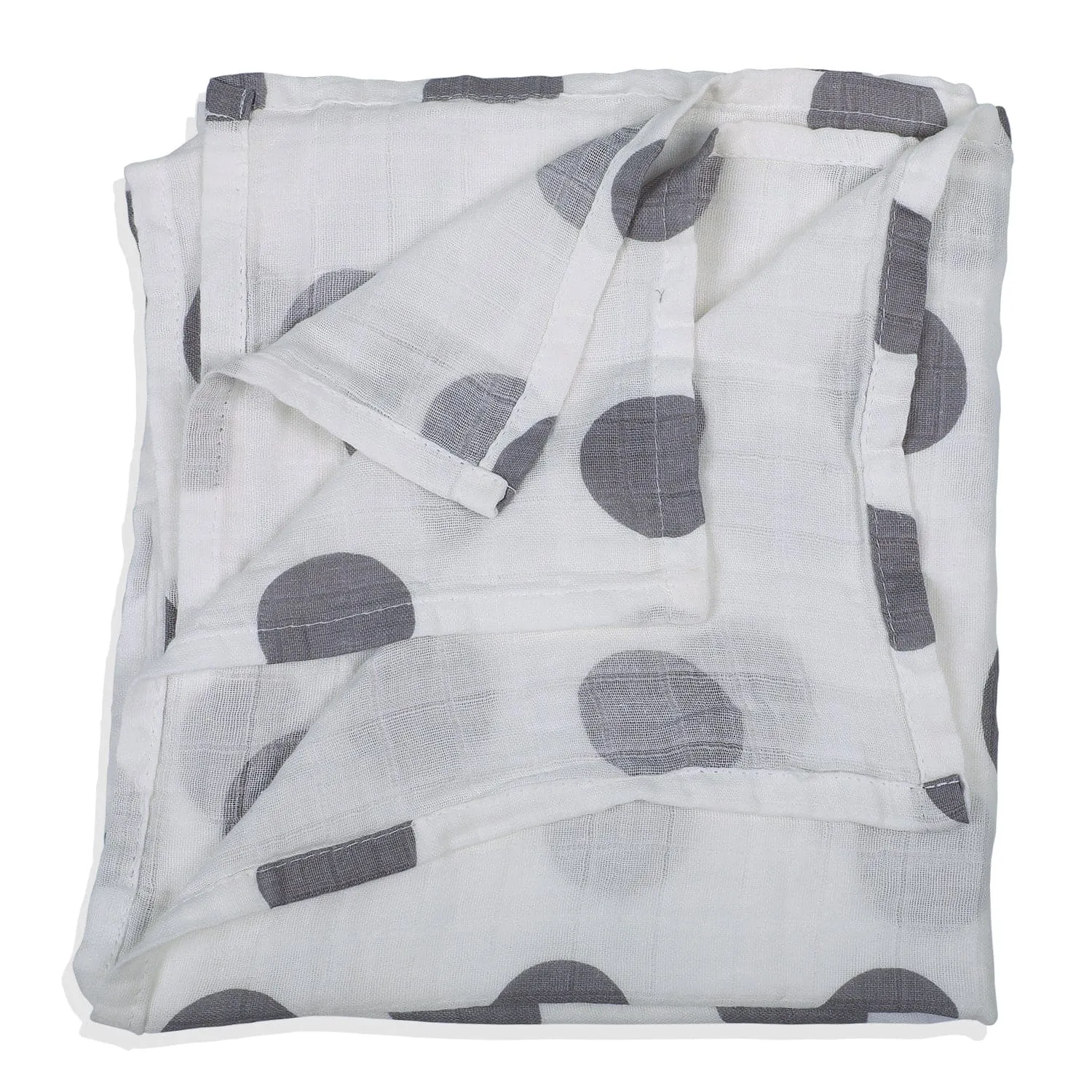 Baby Moo Polka Dots Soft Wrapper Muslin Swaddle - Grey
