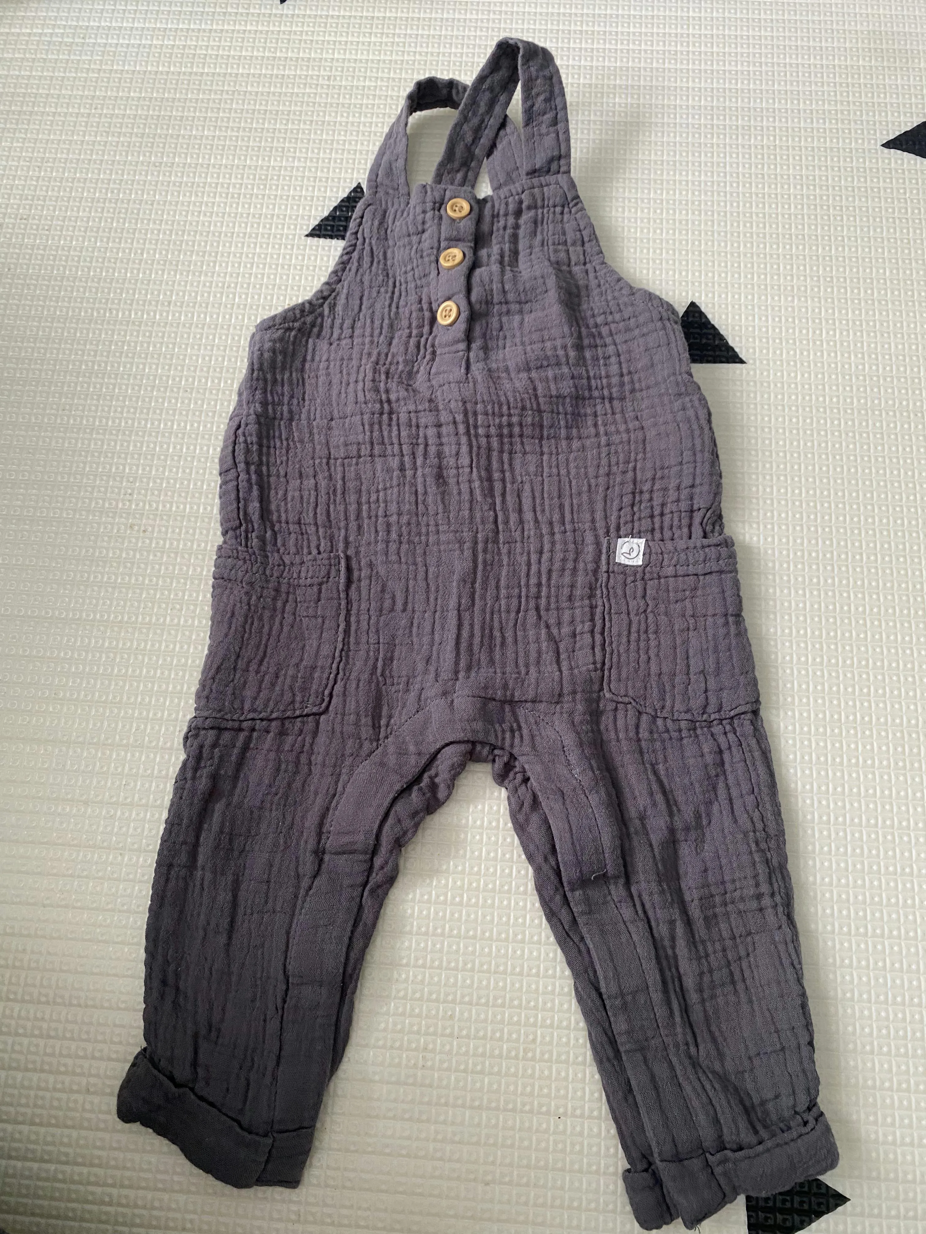 Baby Organic Cotton Gauze Overalls, Kids 9 Month (6-9M)