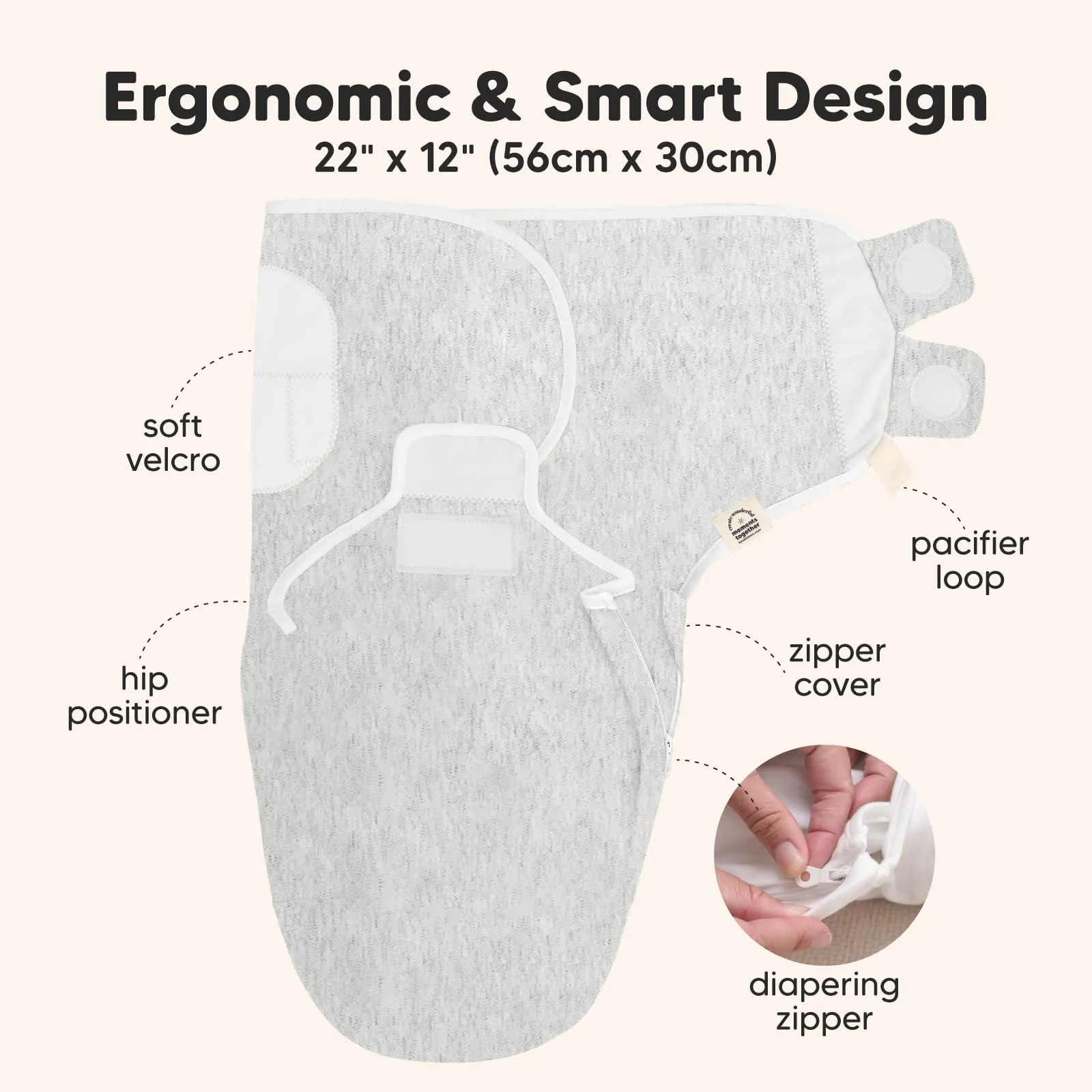 Baby Swaddle Sleep Sacks with Zipper - 3-Pack Newborn Swaddle Sack, Baby Swaddles Sleep Sack 0-3 Months, Wearable Blanket Baby, Baby Swaddle Blanket Wrap, Swaddle Sack, Easy Change Swaddle (Aspire) Aspire One Size