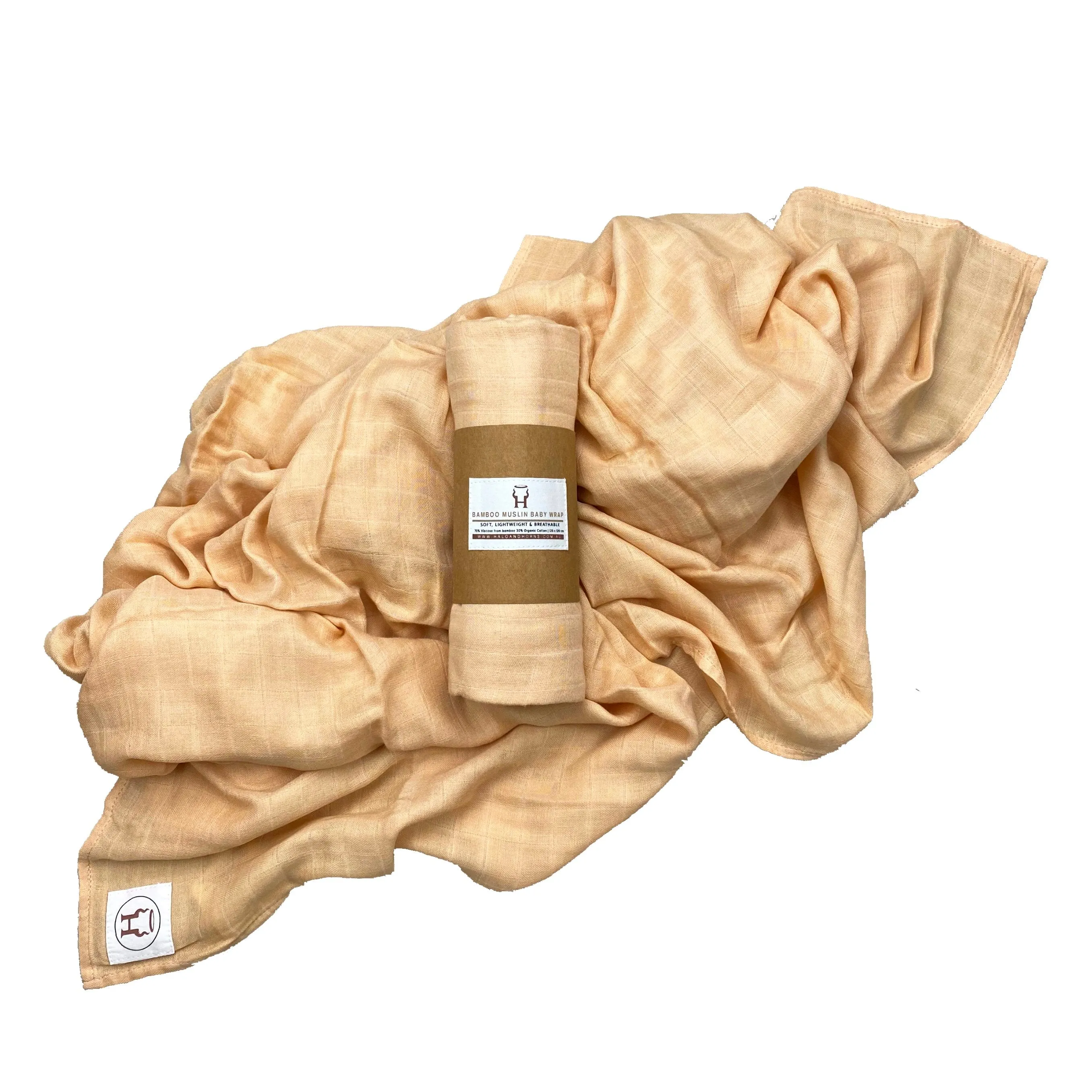 Baby Swaddle/Wrap - Organic Bamboo Muslin - Wheat