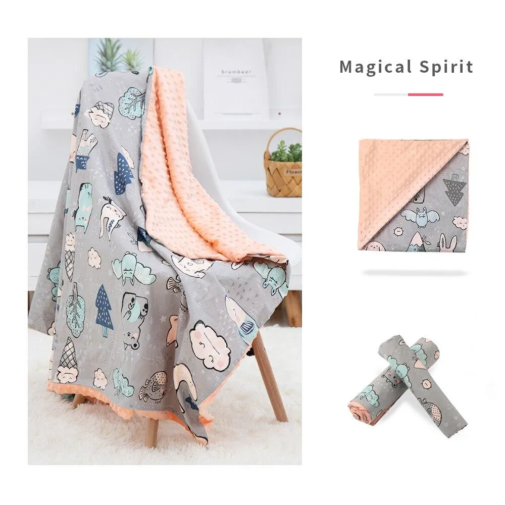 Baby/Kids Cartoon  Bamboo Cotton Embossed Bubble Flannel Swaddle Wrap Blanket