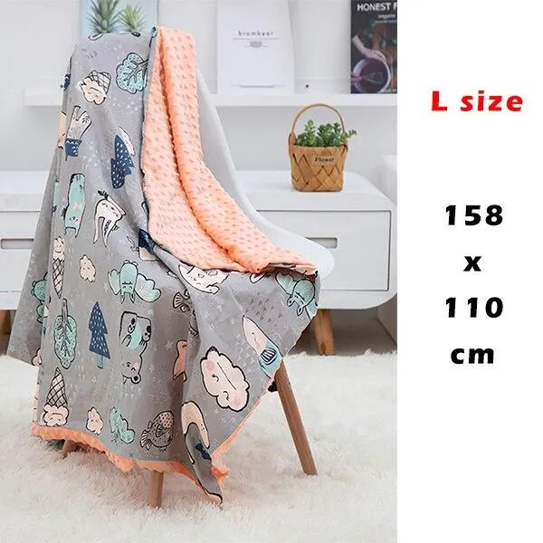 Baby/Kids Cartoon  Bamboo Cotton Embossed Bubble Flannel Swaddle Wrap Blanket