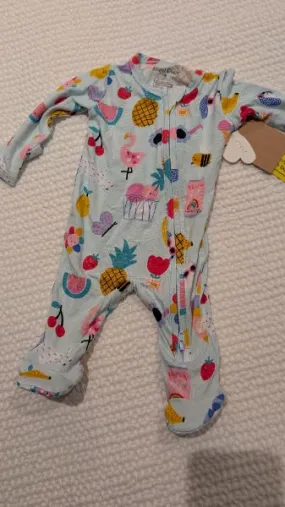 Bamboo 2 Way Zipper Footie NB , Kids Newborn