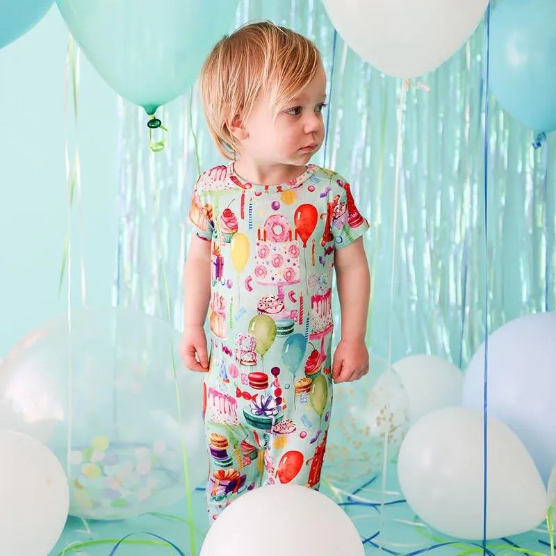 Bamboo Short Sleeve Basic Romper - Happy Birthday