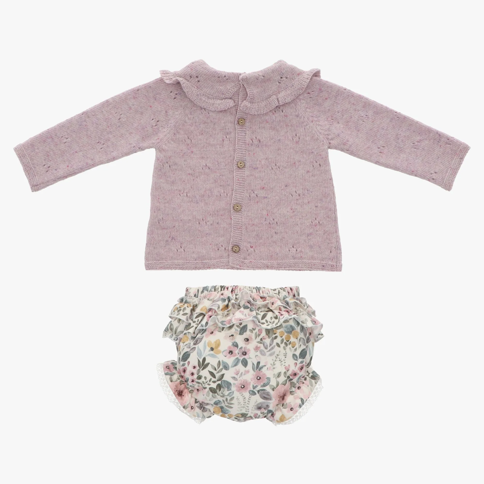 Beautiful Dusty lilac Knitted jumper and floral print bloomers 2 piece set