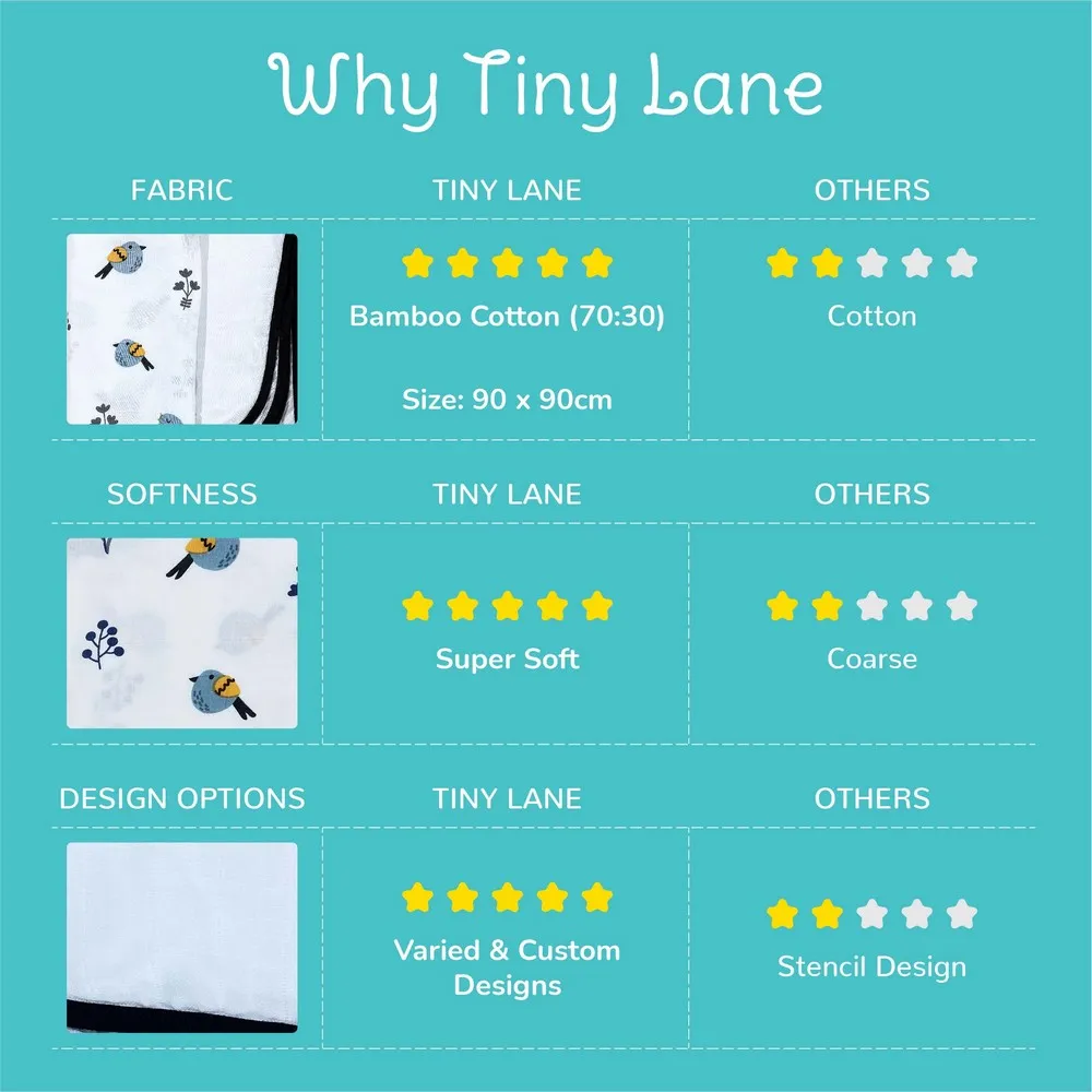 Bird & Classic White Design Muslin Swaddle Wrap- Pack Of 2