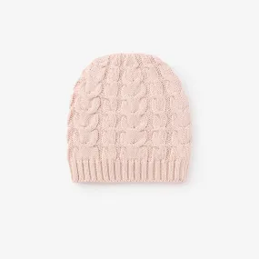 Blush Horseshoe Cable Knit Baby Hat 3-9 Months