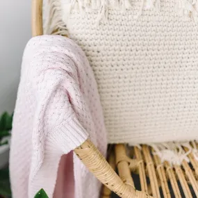 Blush Pink Diamond Knit Baby Blanket