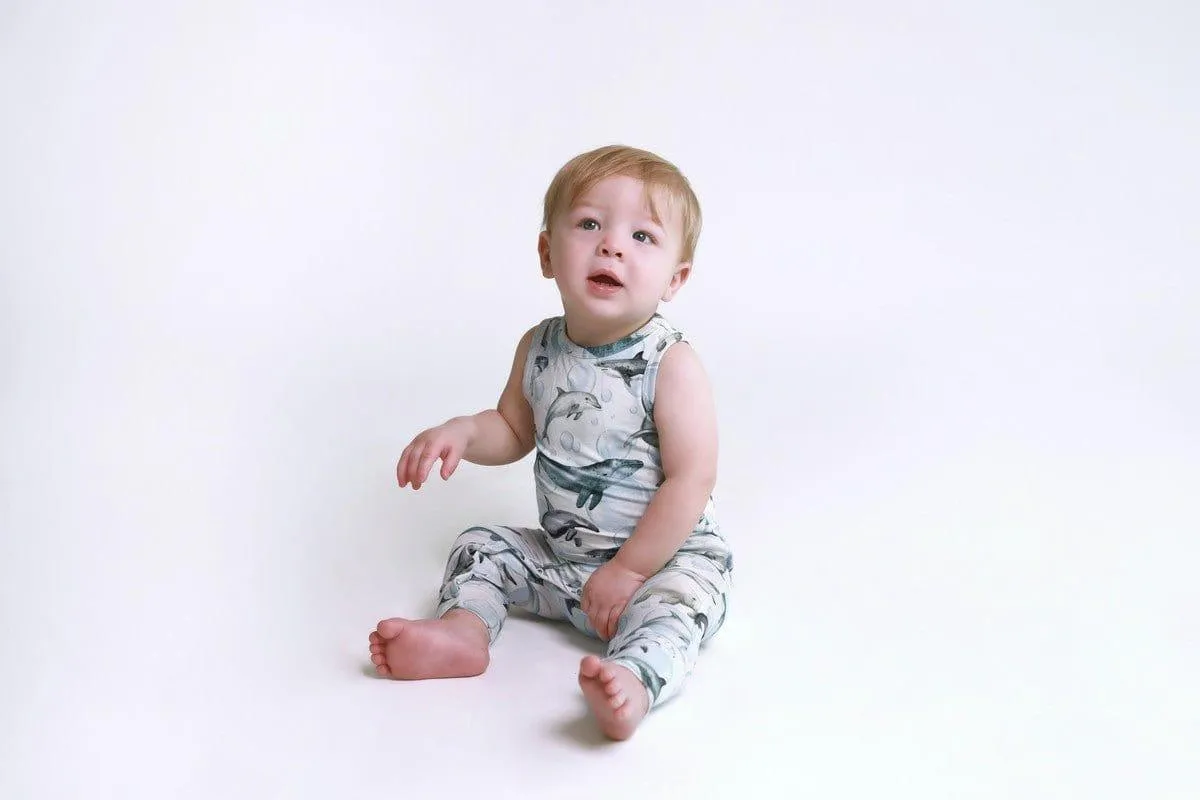 Boy's Bamboo Basic Racerback Romper - Sharkly