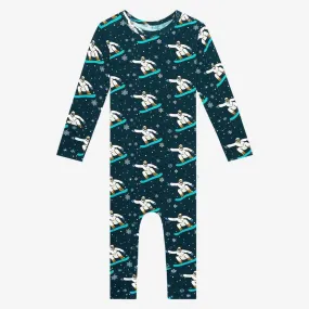 Boy's Bamboo Long Sleeve Basic Romper - Yeti (Snowboarding)