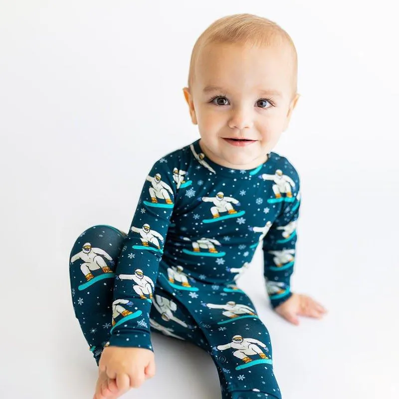 Boy's Bamboo Long Sleeve Basic Romper - Yeti (Snowboarding)
