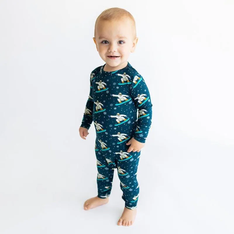 Boy's Bamboo Long Sleeve Basic Romper - Yeti (Snowboarding)