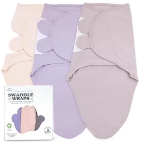 Bublo Baby Swaddle - 100% Organic Cotton, Adjustable Comfort, 3 Sizes for Newborns - 3 Pack