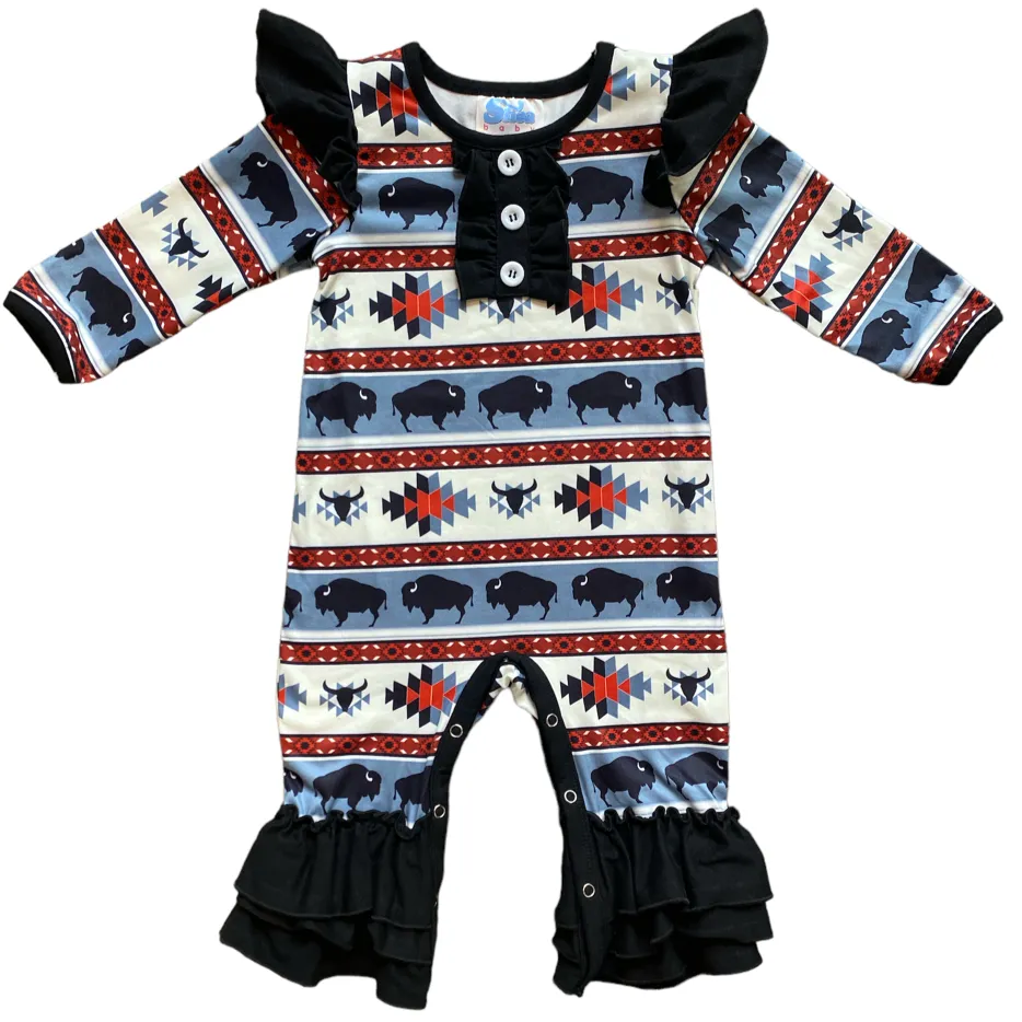 Buffalo long Sleeve Romper Baby  (0M-2T)