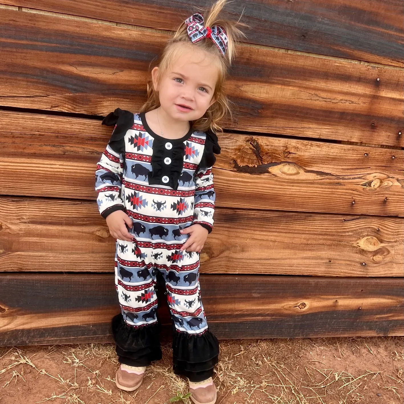 Buffalo long Sleeve Romper Baby  (0M-2T)
