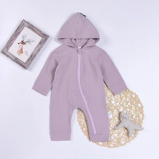 Cartoon Dinosaur Hooded Baby Romper Newborn Cotton Rompers
