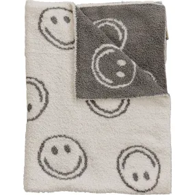 Charcoal Smiley Taupe Plush Blanket | Child/Adult