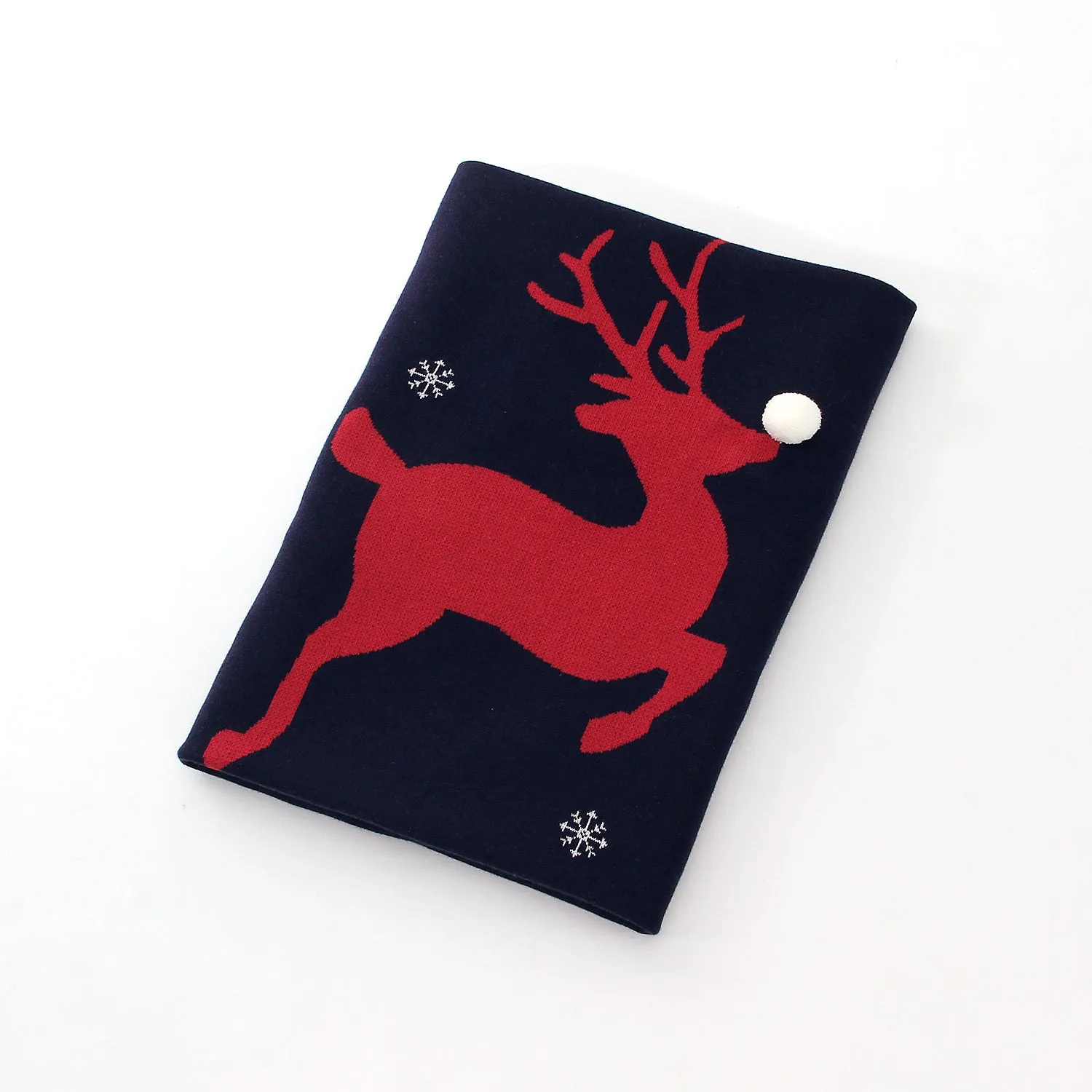Christmas Elk Printed Wool Ball Solid Color Holding Blanket Cute Baby Blankets
