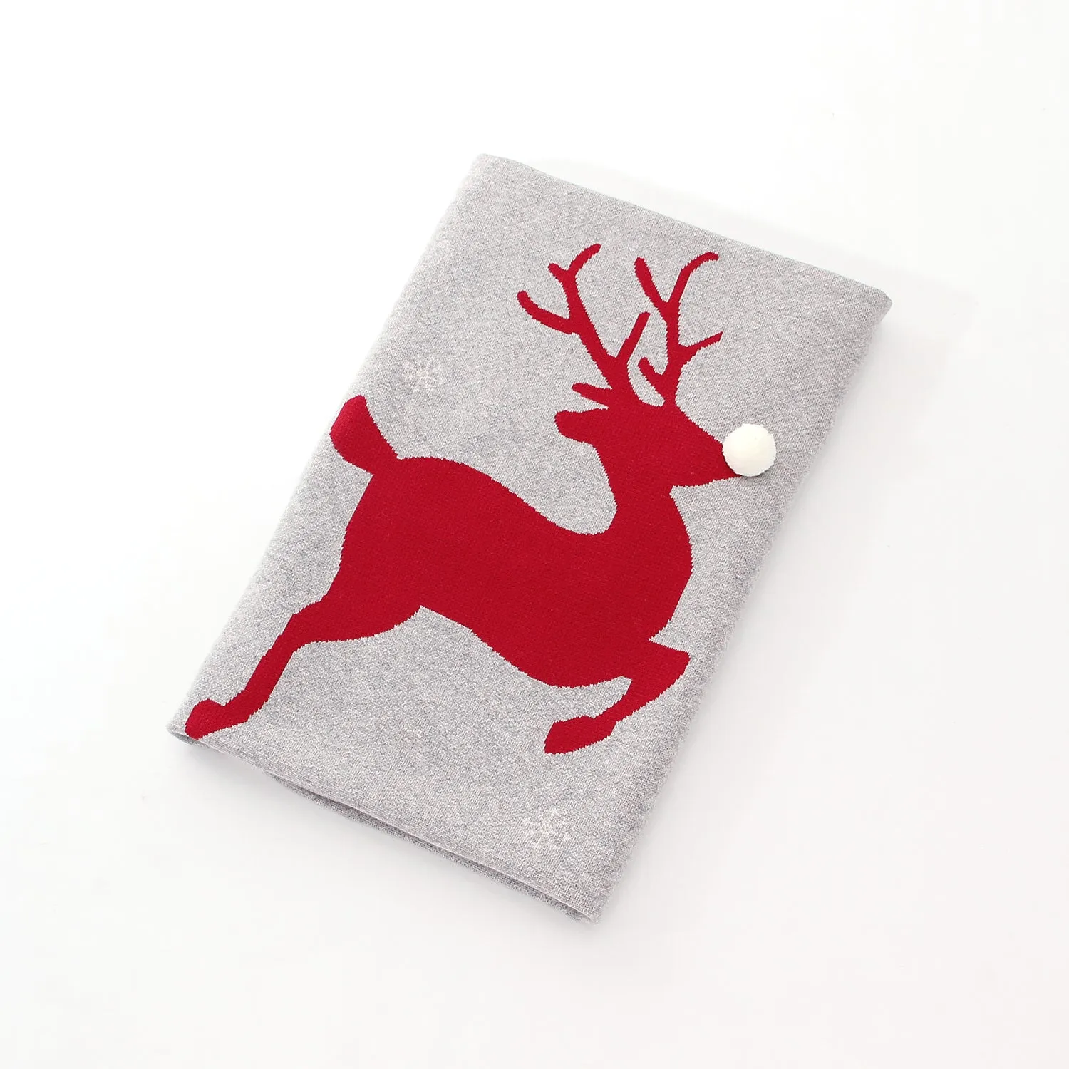 Christmas Elk Printed Wool Ball Solid Color Holding Blanket Cute Baby Blankets