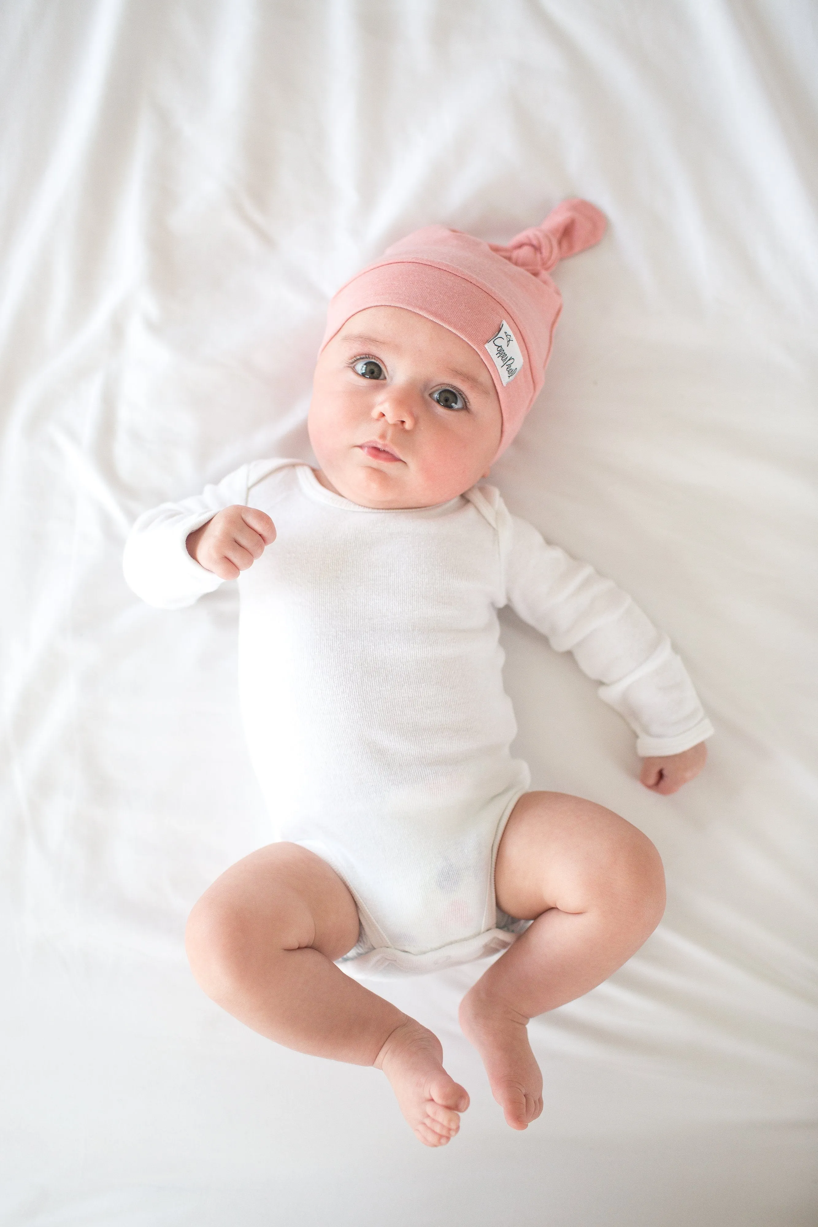 Copper Pearl Newborn Top Knot Hat - Darling