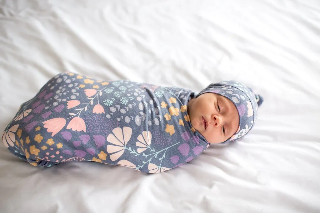 Copper Pearl Newborn Top Knot Hat - Meadow